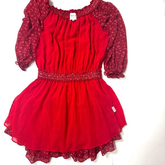 MISA Los Angeles Alima Floral Off Shoulder Mini Dress Lagenlook Boho Fairy Small - Picture 5 of 8